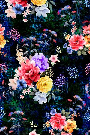 水彩花卉印花华亿平台图片