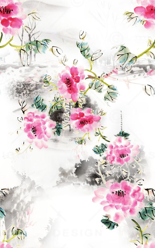 牡丹印花华亿平台图片