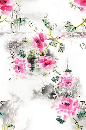 牡丹印花华亿平台图片