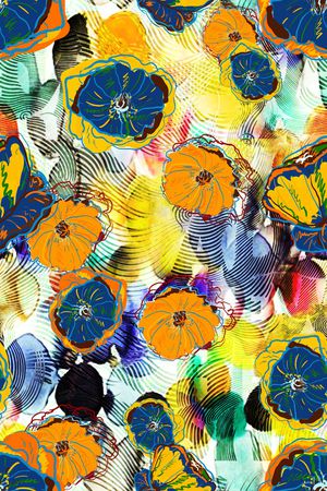 手绘花卉印花华亿平台图片