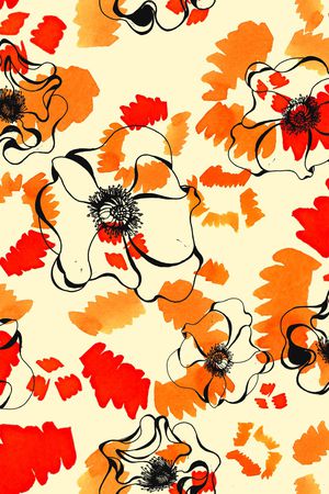 手绘花卉印花华亿平台图片