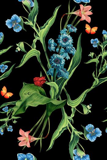 手绘花卉印花华亿平台图片