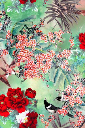 牡丹印花华亿平台图片