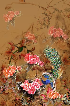 黑底花印花华亿平台图片