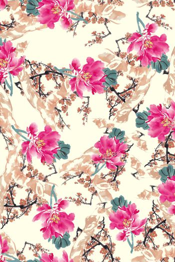 彩底花卉印花华亿平台图片