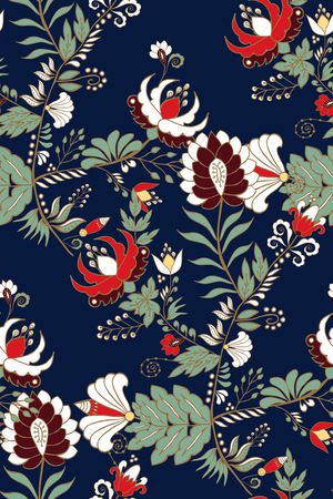 手绘花纹印花华亿平台图片