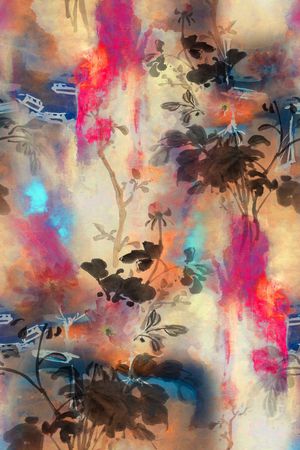 水彩花卉印花华亿平台图片