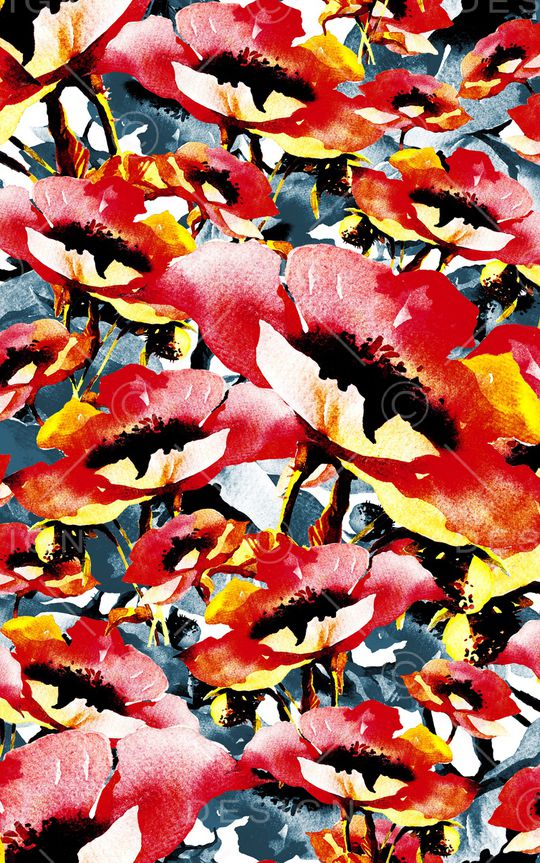 手绘花卉印花华亿平台图片