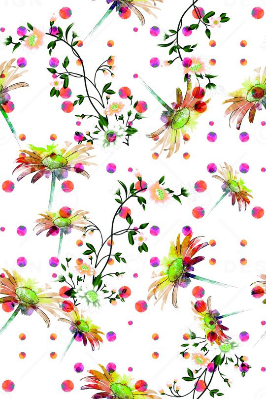 清爽底花卉印花华亿平台图片