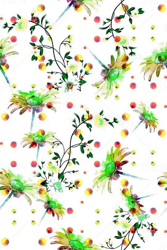 清爽底花卉印花华亿平台图片