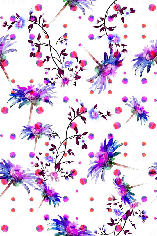 清爽底花卉印花华亿平台图片