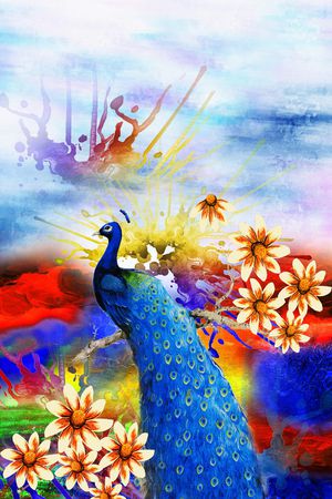 孔雀印花华亿平台图片