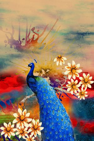 孔雀印花华亿平台图片