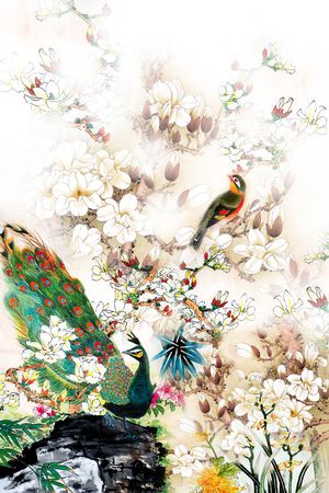 孔雀印花华亿平台图片