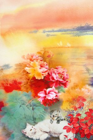 中国风定位花印花华亿平台图片