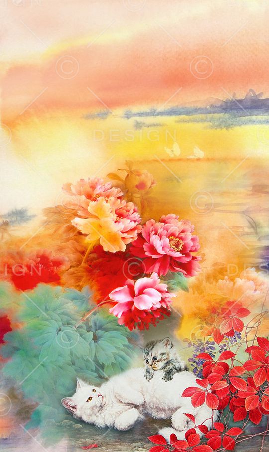 中国风定位花印花华亿平台图片