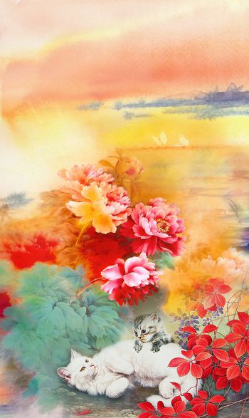 中国风定位花印花华亿平台图片