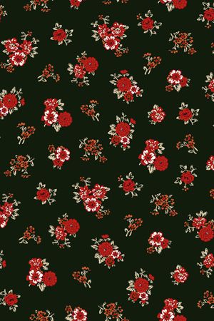 黑底花卉印花华亿平台图片