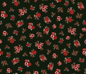 黑底花卉印花华亿平台图片