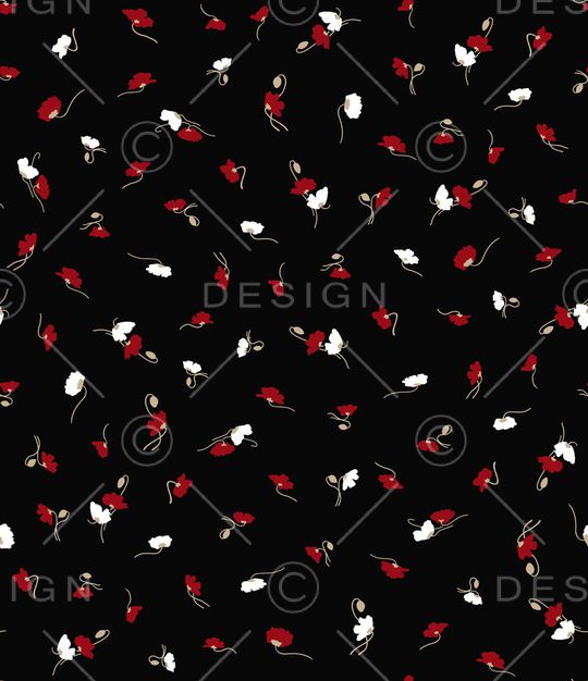 黑底花卉印花华亿平台图片