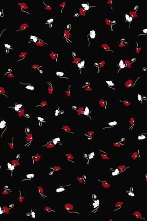 黑底花卉印花华亿平台图片