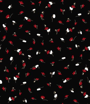 黑底花卉印花华亿平台图片