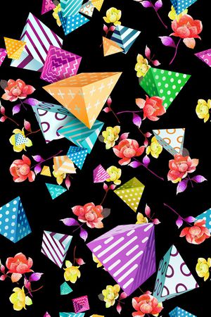 几何花卉印花华亿平台图片