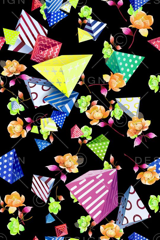 几何花卉印花华亿平台图片