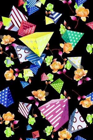 几何花卉印花华亿平台图片