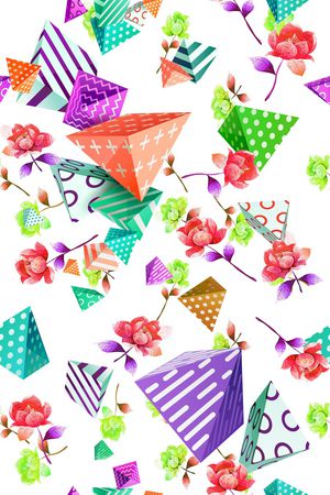 几何花卉印花华亿平台图片