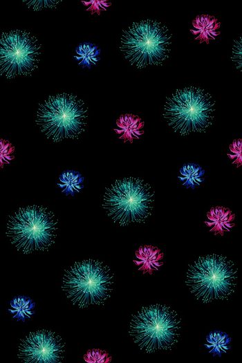 黑底花卉印花华亿平台图片