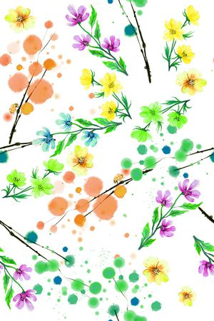 水彩花卉印花华亿平台图片