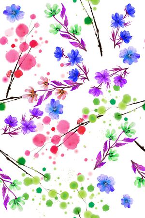 水彩花卉印花华亿平台图片