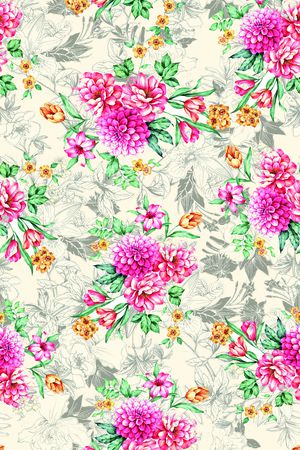 彩底花卉印花华亿平台图片