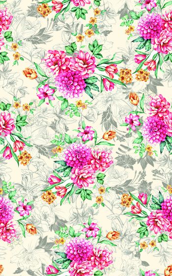 彩底花卉印花华亿平台图片