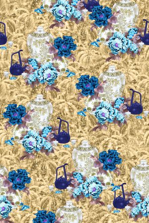 手绘花卉印花华亿平台图片