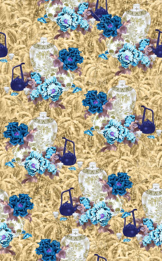 手绘花卉印花华亿平台图片