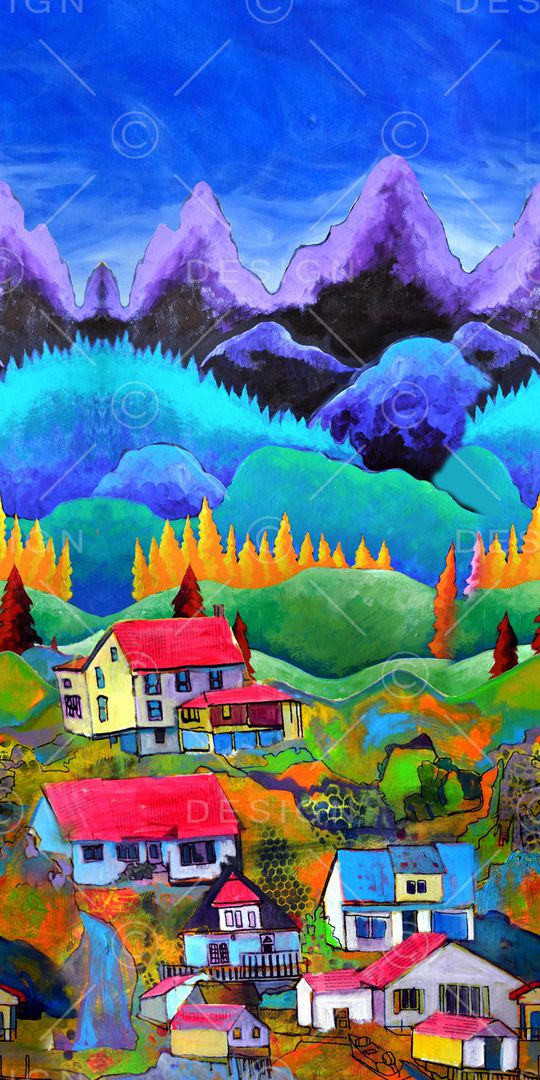 风景景观印花华亿平台图片