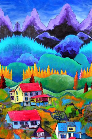 风景景观印花华亿平台图片