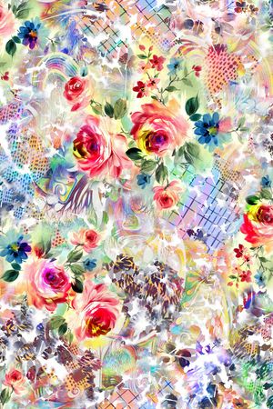 手绘花卉印花华亿平台图片