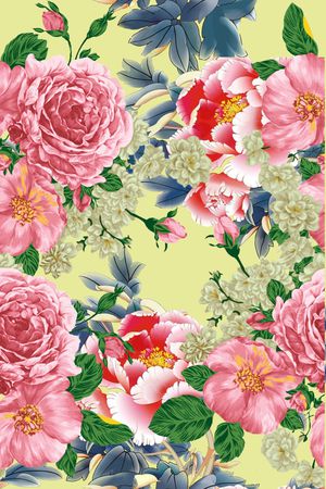 牡丹印花华亿平台图片