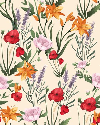 手绘花卉印花华亿平台图片