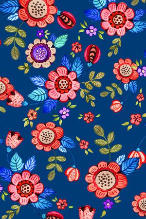 手绘花卉印花华亿平台图片