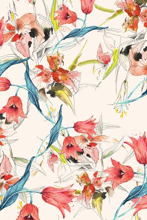 手绘花卉印花华亿平台图片