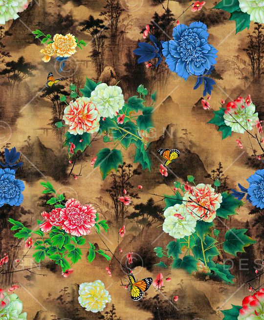 牡丹印花华亿平台图片