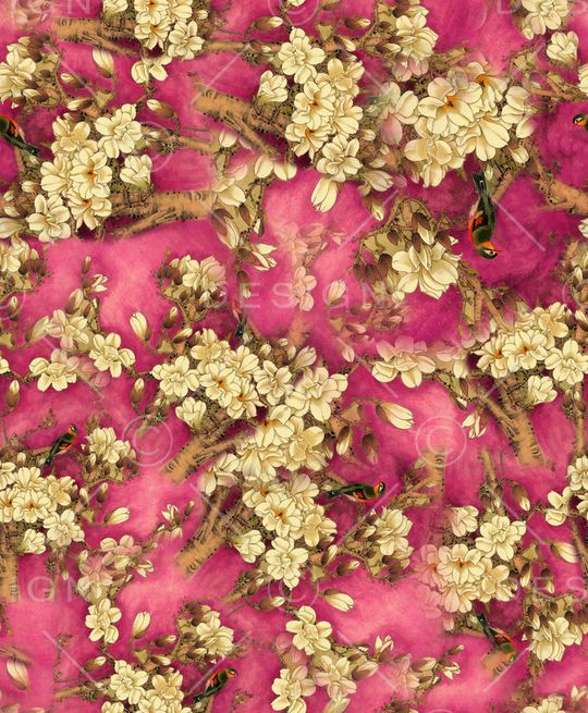 玉兰花印花华亿平台图片