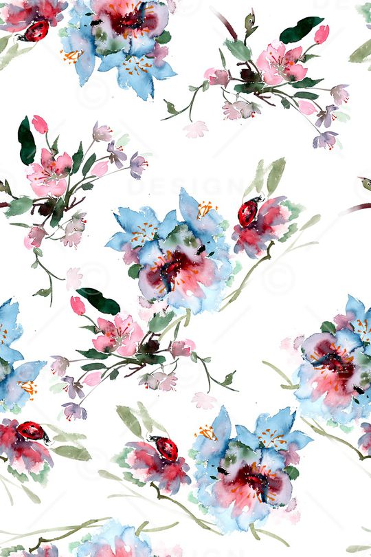 手绘花卉印花华亿平台图片