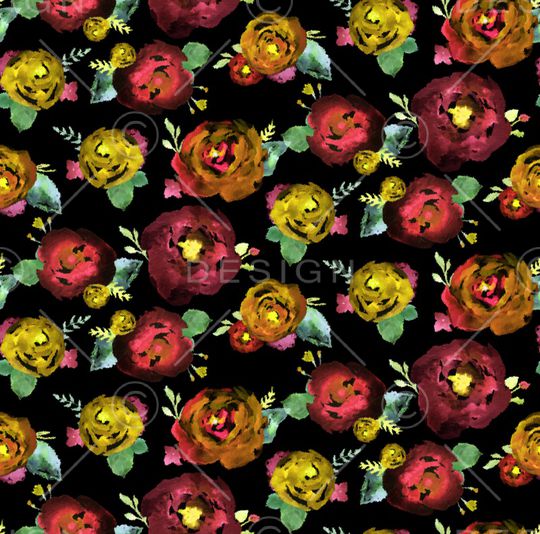 手绘花卉印花华亿平台图片