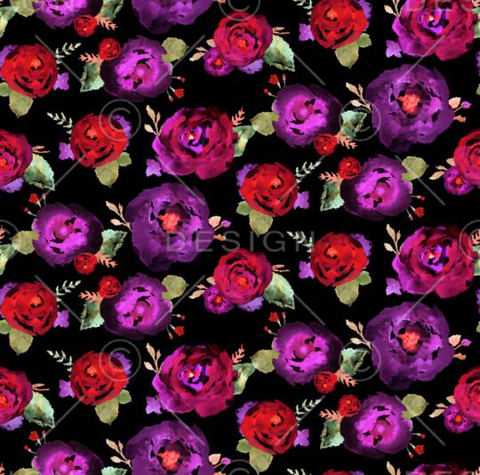 手绘花卉印花华亿平台图片