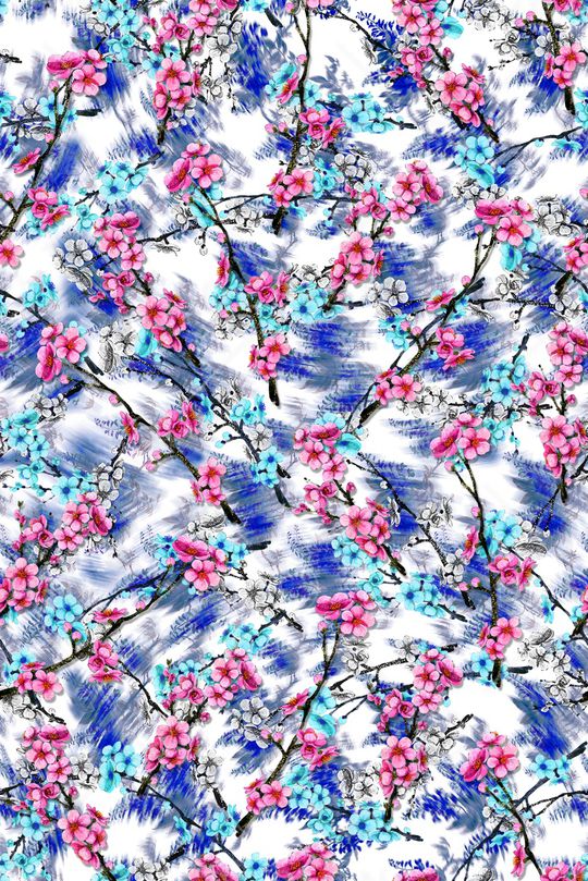 手绘花卉印花华亿平台图片